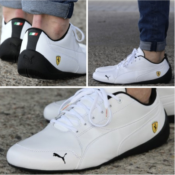 Puma White Leather x Ferrari Drift Cat Scuderia Motorsport Sneakers Men's Size 8 - Picture 1 of 11
